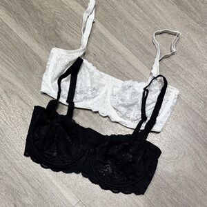 COSABELLA Lace Black and White Balconette Bras, 34E